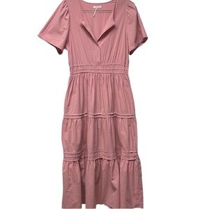 Stitchdrop Tempe Cotton Vintage Pink Tiered Maxi Dress